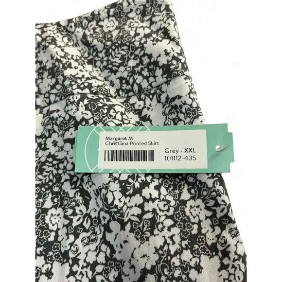 New Margaret M Slimming Pencil Skirt Grey & White Patterned Stretch Pull On - Picture 5 of 8
